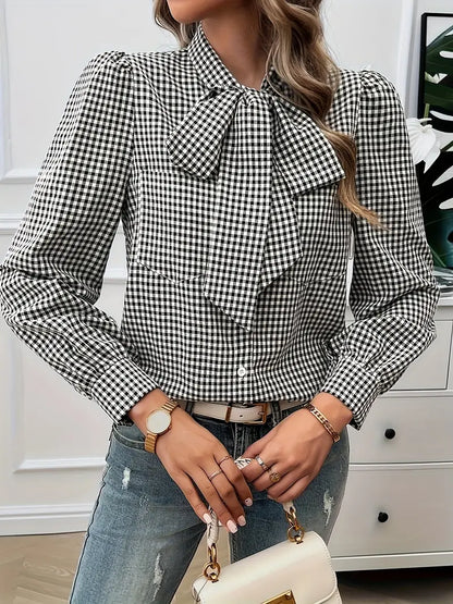 Aoife Callahan | Gingham Bow Blouse For Women