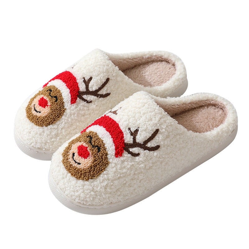 Snow Angel | White Santa Print Christmas Slippers For Women