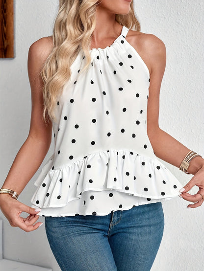 Florence Whitmore | Ruffled Polka Dot Halter Top