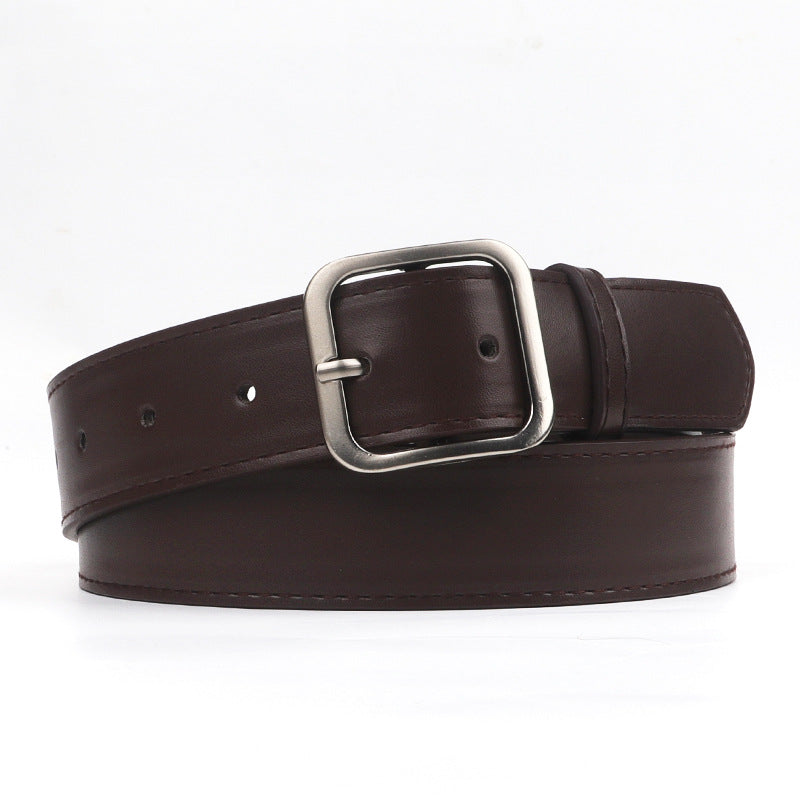 Retro Square Buckle Belt - Coffee