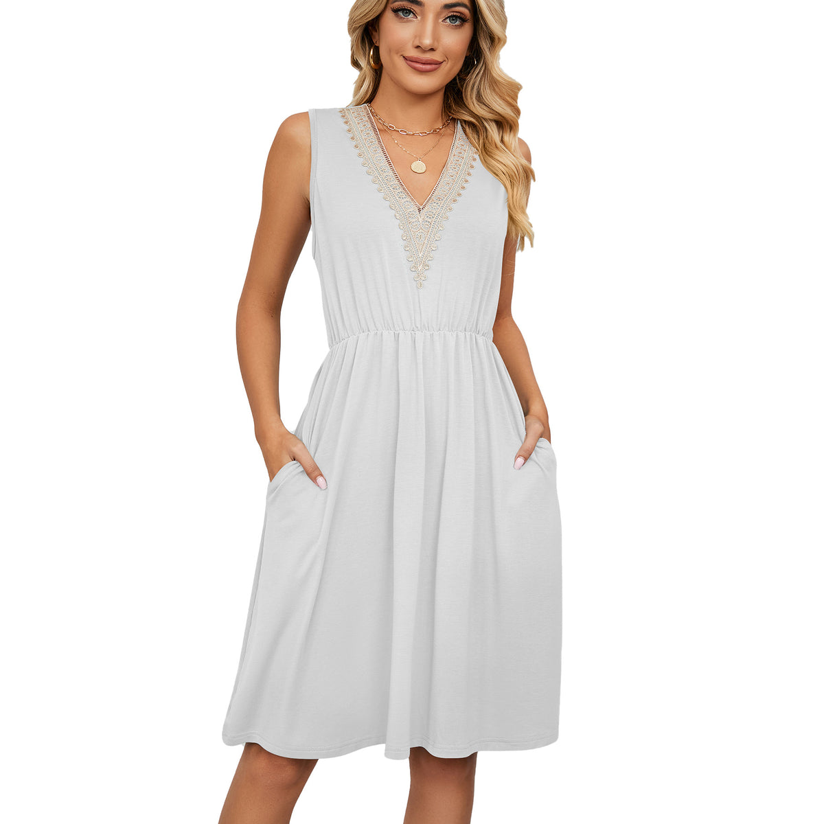 Isla Bennett | Lace Panel A-Line Midi Dress For Women