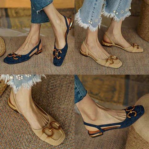 Esme Calder | Chain-Buckle Suede Flats For Women
