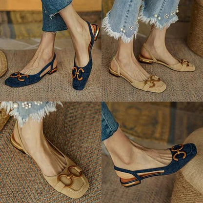 Esme Calder | Chain-Buckle Suede Flats For Women