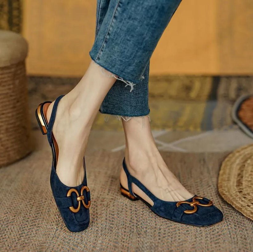 Esme Calder | Chain-Buckle Suede Flats For Women