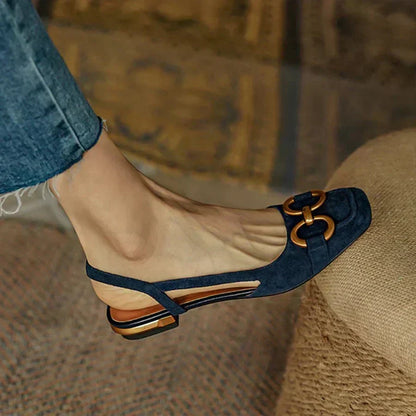 Esme Calder | Chain-Buckle Suede Flats For Women