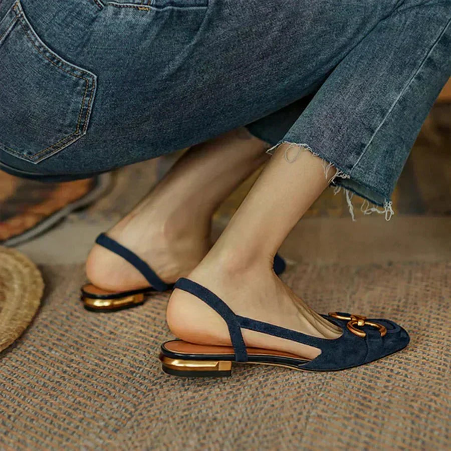 Esme Calder | Chain-Buckle Suede Flats For Women