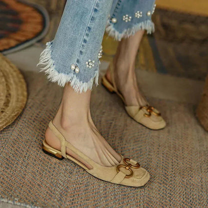 Esme Calder | Chain-Buckle Suede Flats For Women