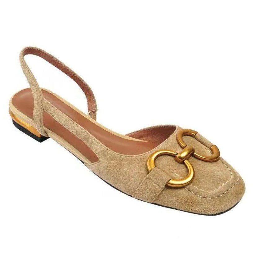 Esme Calder | Chain-Buckle Suede Flats For Women