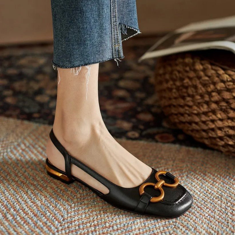 Esme Calder | Chain-Buckle Suede Flats For Women
