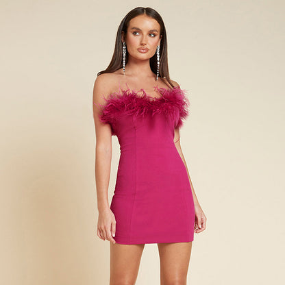 Grace Anderson | Feather Trim Cocktail Dress For Women