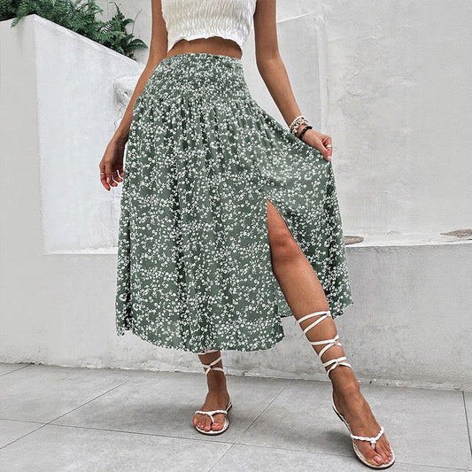 Clarissa Wentworth | Navy Floral Split Midi Skirt For Women