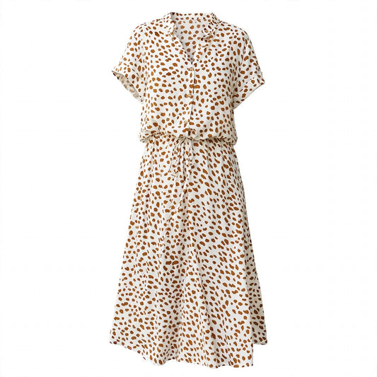 Cleo Ormond | Cream Spot Print Belted Midi Dress For Women