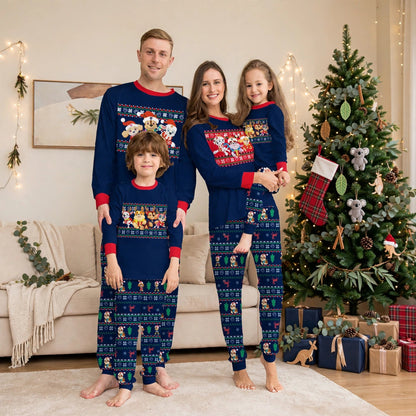 Cocoa | Navy Fair Isle Puppy Print Christmas Pyjamas Unisex & Family