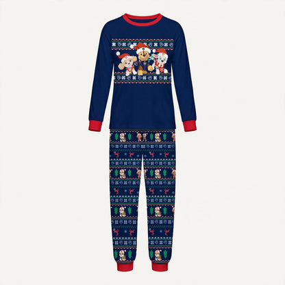 Cocoa | Navy Fair Isle Puppy Print Christmas Pyjamas Unisex & Family