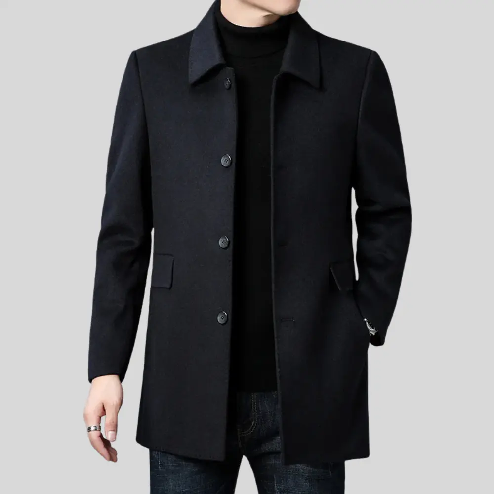Cruz Marford | Single Breasted Longline Overcoat For Men