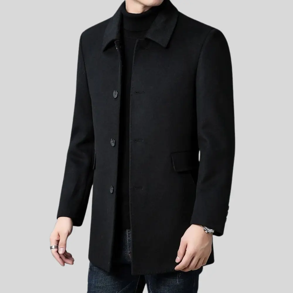 Cruz Marford | Single Breasted Longline Overcoat For Men