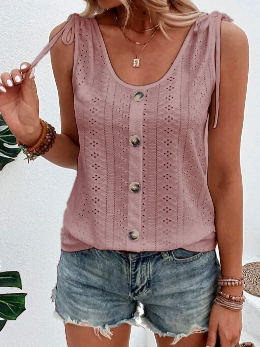 Zara Faulkner | Broderie Anglaise Tie-Strap Tank Top For Women