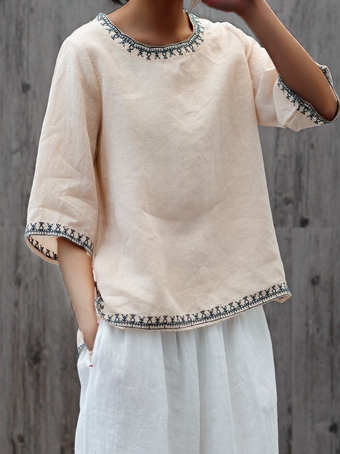 Annabelle Ferguson | Embroidered Linen Top For Women