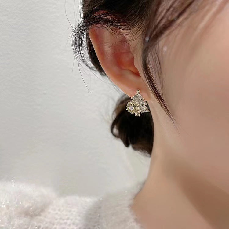 Sparkle Bell | Rhinestone Tree Christmas Earrings For Women