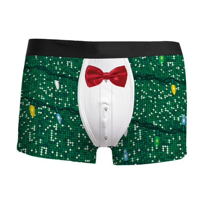 Silent Night | Red Snowman Print Christmas Boxer Briefs For Men