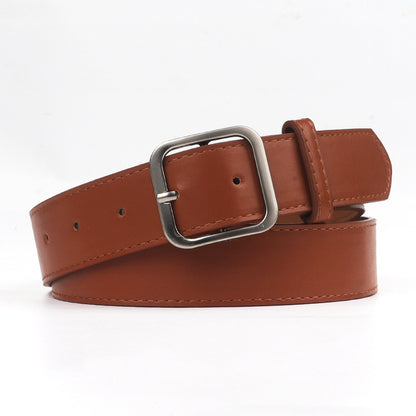 Retro Square Buckle Belt - Camel