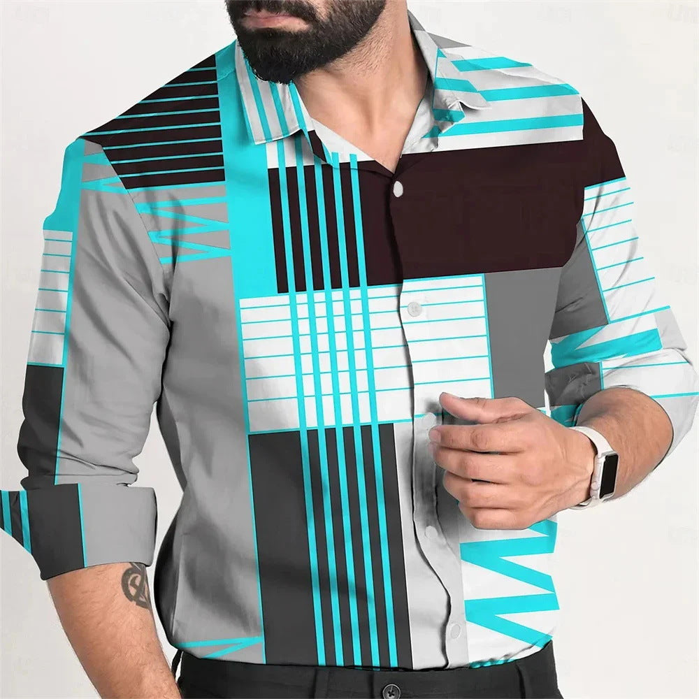 Hamlin Ormsby | Colourblock Long Sleeve Shirt For Men