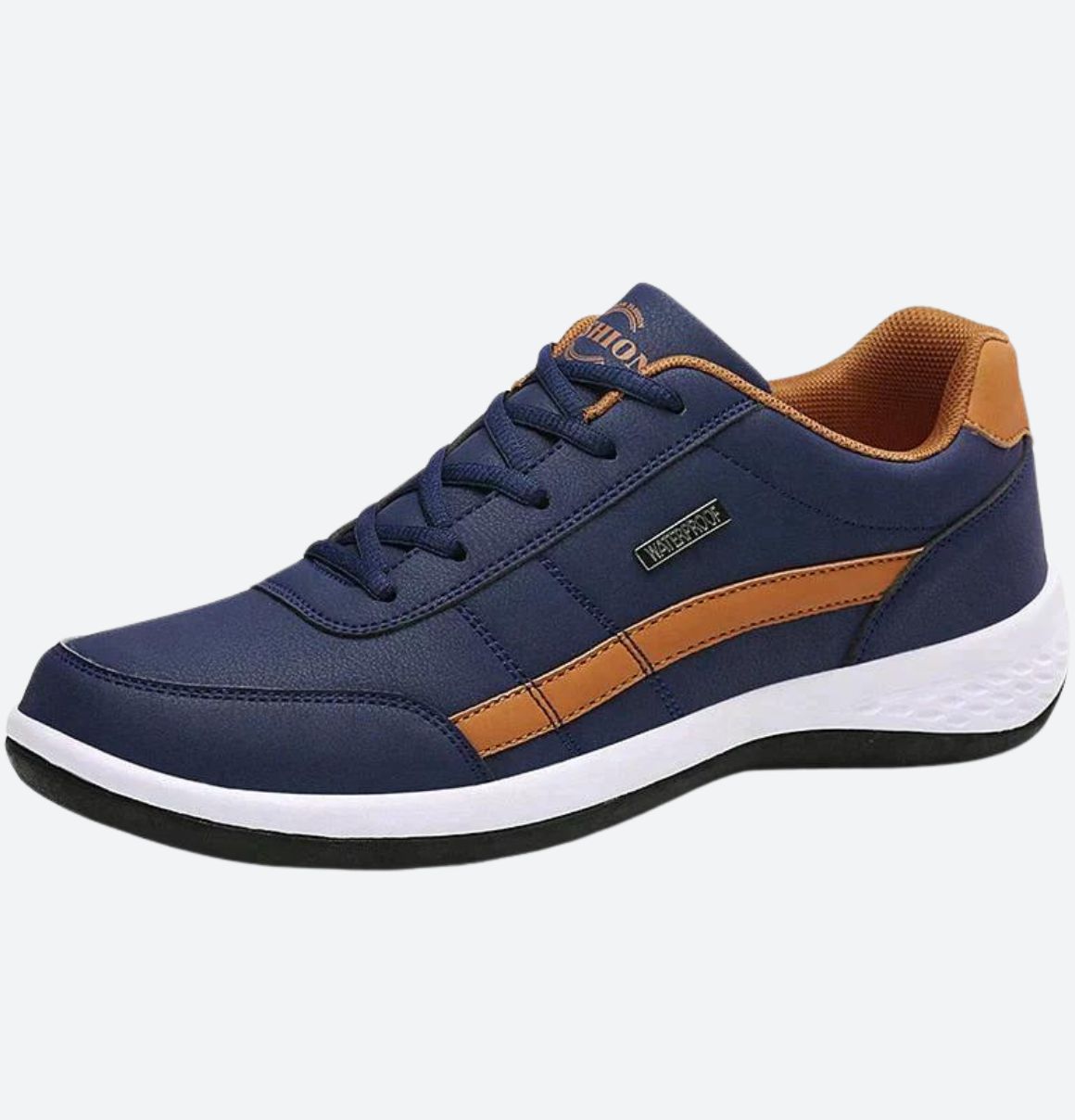 Dane Danvers | Navy And Tan Leather Trainers For Men
