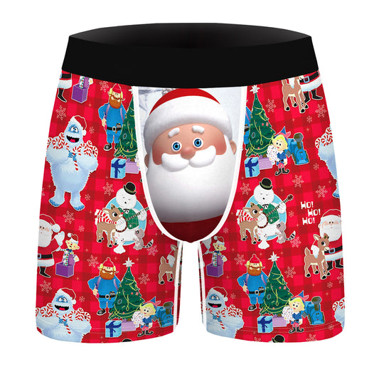 North Star | Red Santa Print Christmas Boxer Briefs For Men