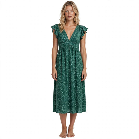 Delilah Grantley | Green Polka Dot Midi Dress For Women
