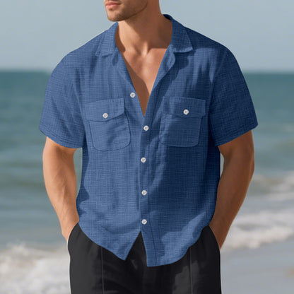 Ignatius Padley | Linen Look Camp Collar Shirt For Men