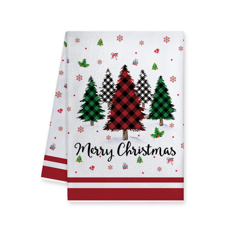 Holly Sprig | Red Buffalo Plaid Trim Christmas Kitchen Towel Unisex