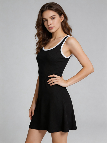 Ella Cooper | Ribbed Summer Dress With Contrast Trim For Women