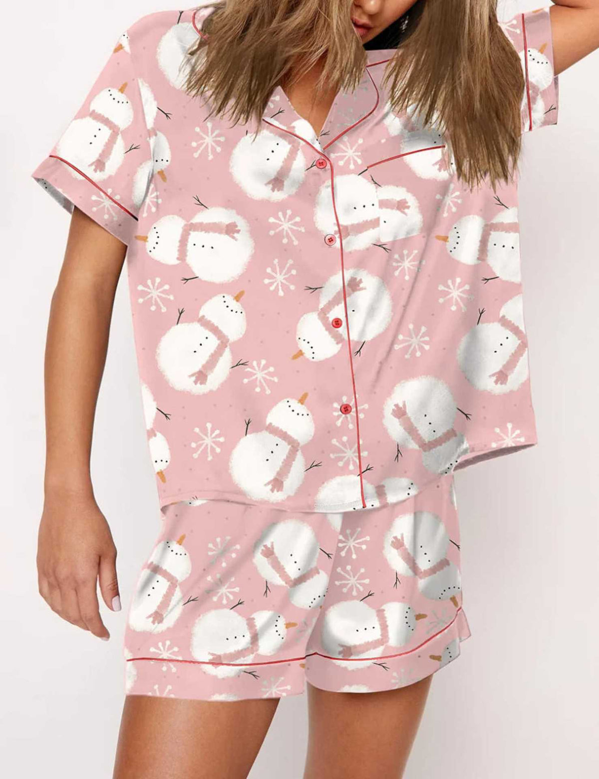 Jolly Night | Satin Santa Print Christmas Pyjamas For Women