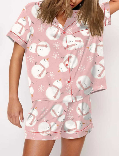 Jolly Night | Satin Santa Print Christmas Pyjamas For Women
