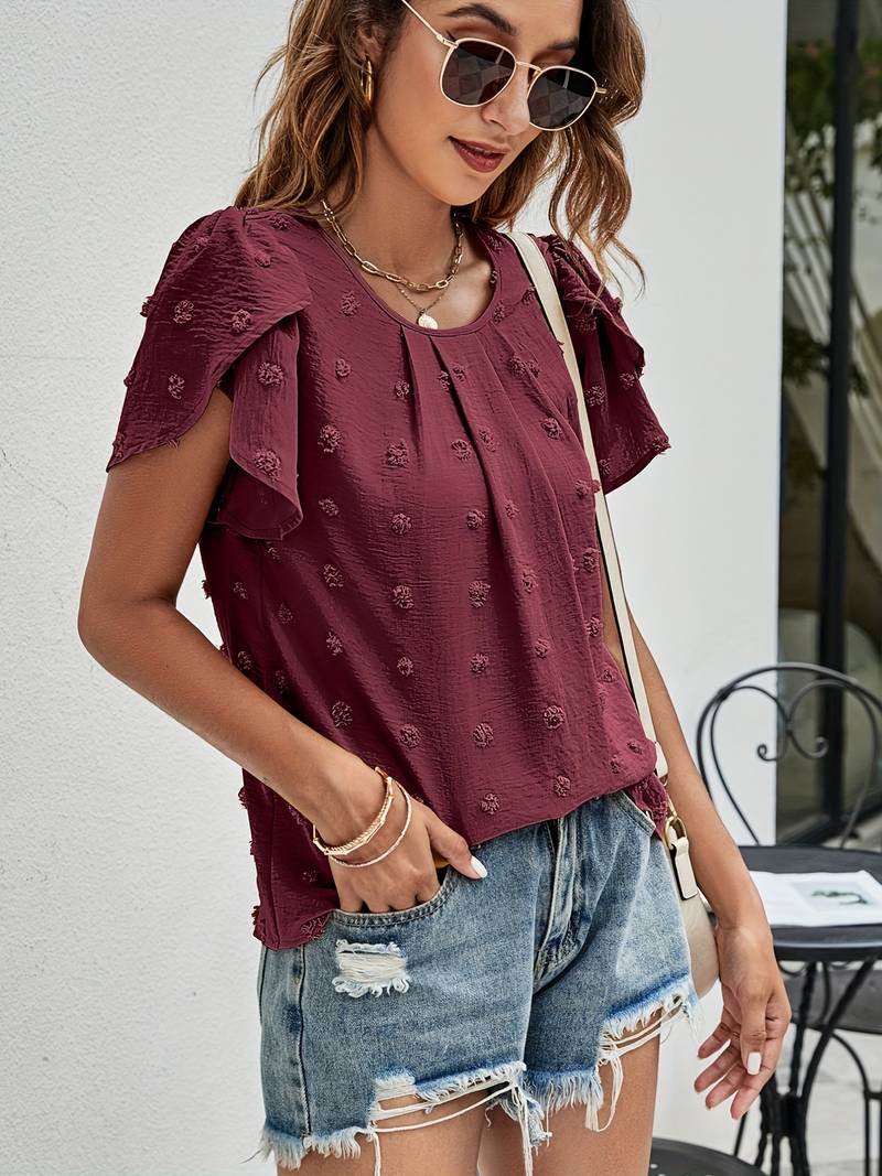 Willow Sheppard | Swiss Dot Blouse With Petal Sleeves