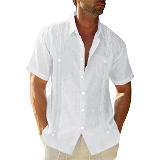 Caleb Vickery | Embroidered Guayabera Shirt For Men
