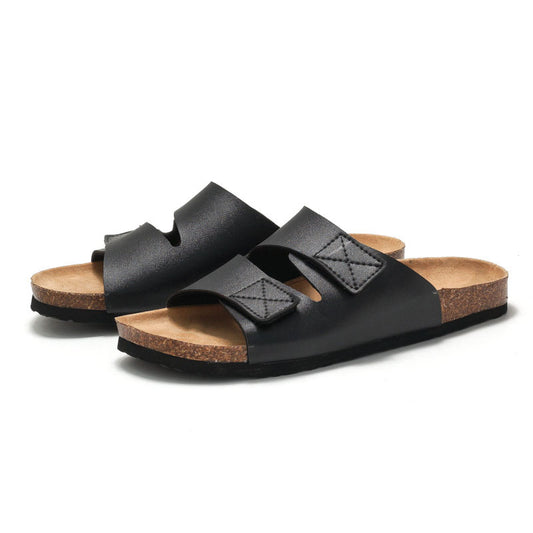 Wilder Naughton | Dark Brown Cork Footbed Slides For Men