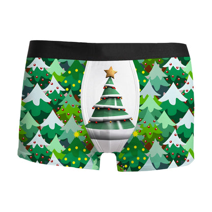 Silent Night | Red Snowman Print Christmas Boxer Briefs For Men