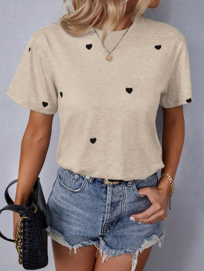 Aria Fletcher | Heart Print Cotton T-Shirt For Women