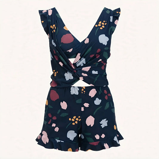 Effie Fairlight | Navy Floral Print Swim Dress For Women