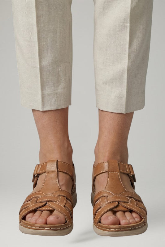 Elise Vaughan | Brown Leather Fisherman Sandals For Women