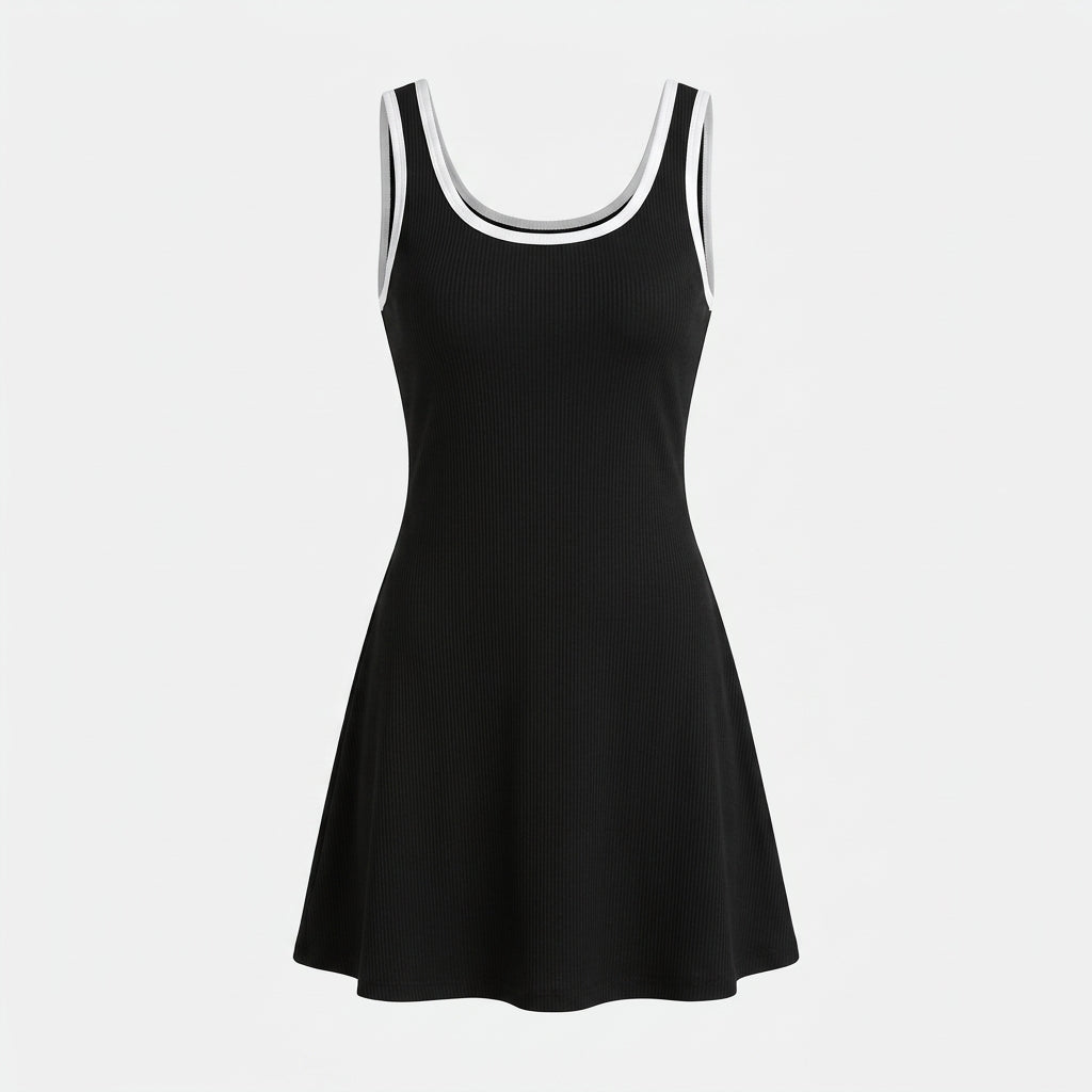 Ella Cooper | Ribbed Summer Dress With Contrast Trim For Women
