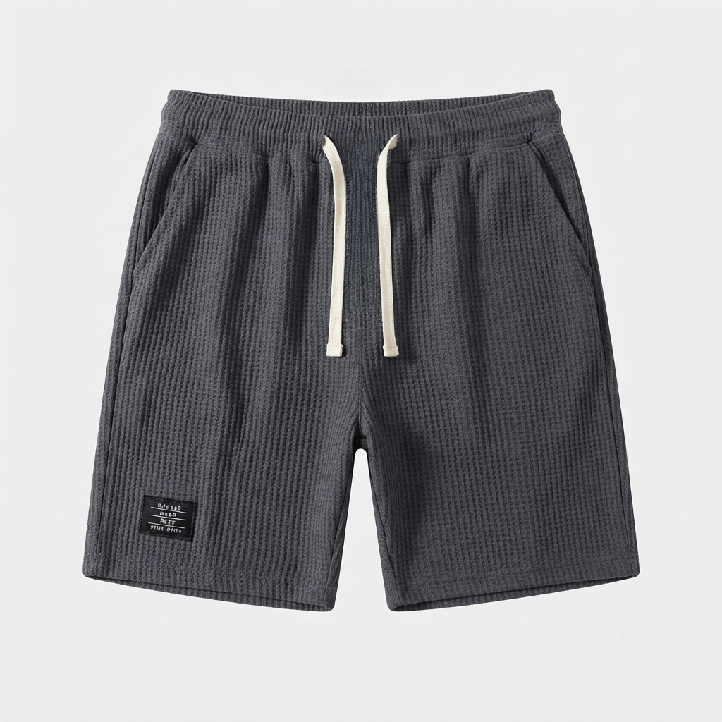 Charlie Lawson | Slate Waffle Knit Summer Shorts For Men