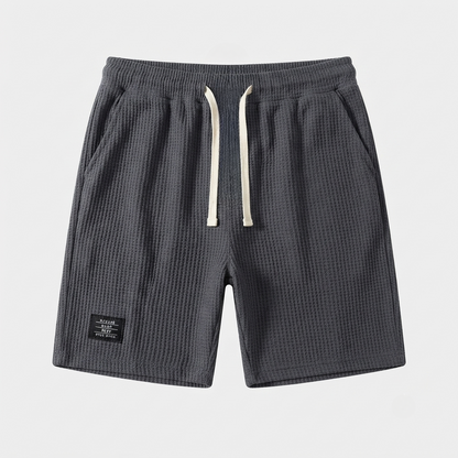 Charlie Lawson | Slate Waffle Knit Summer Shorts For Men