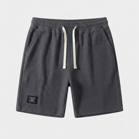 Charlie Lawson | Slate Waffle Knit Summer Shorts For Men