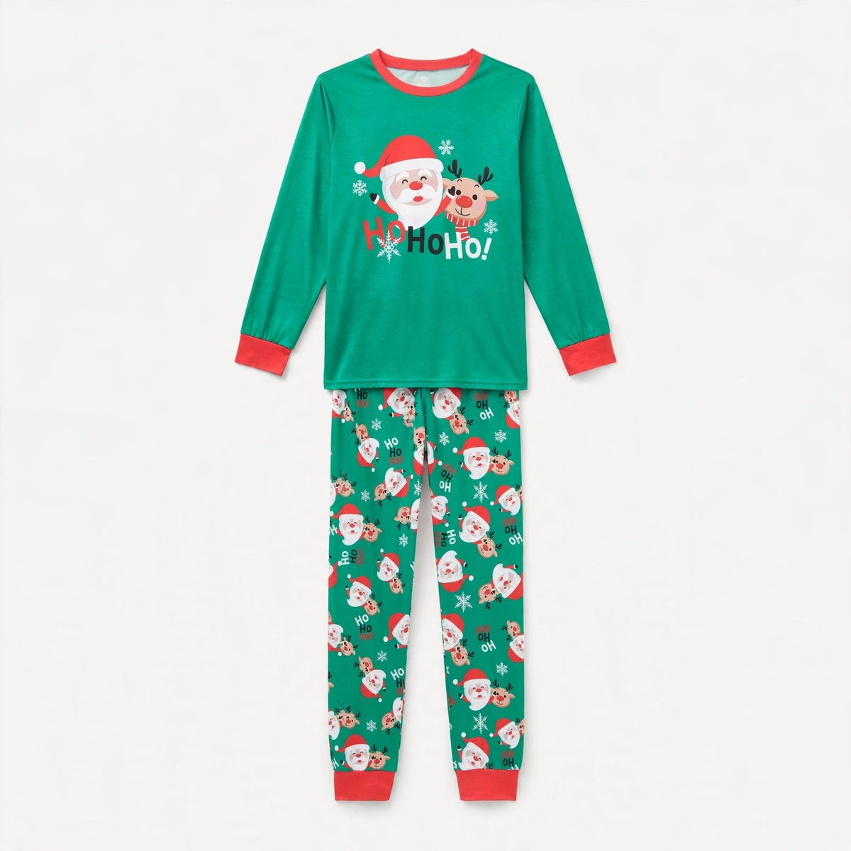 Evergreen | Green Santa Print Christmas Pyjamas Unisex & Family