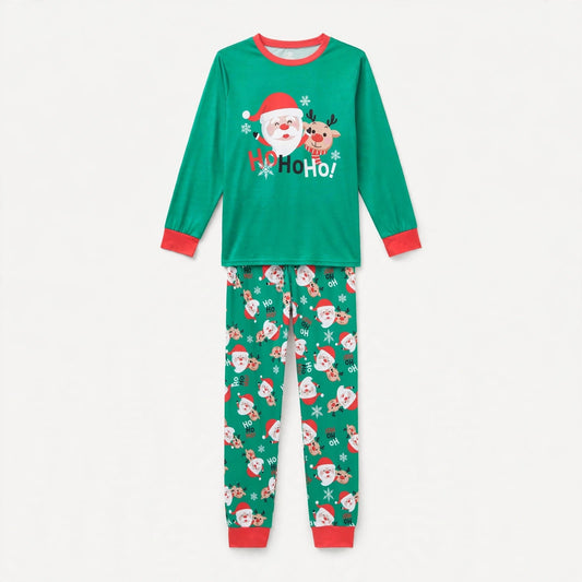 Evergreen | Green Santa Print Christmas Pyjamas Unisex & Family