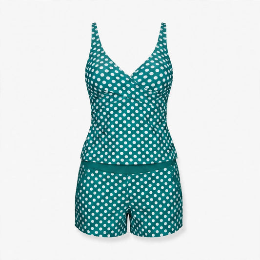 Elsie Thorne | Polka Dot Tankini Set With Tank Top And Shorts