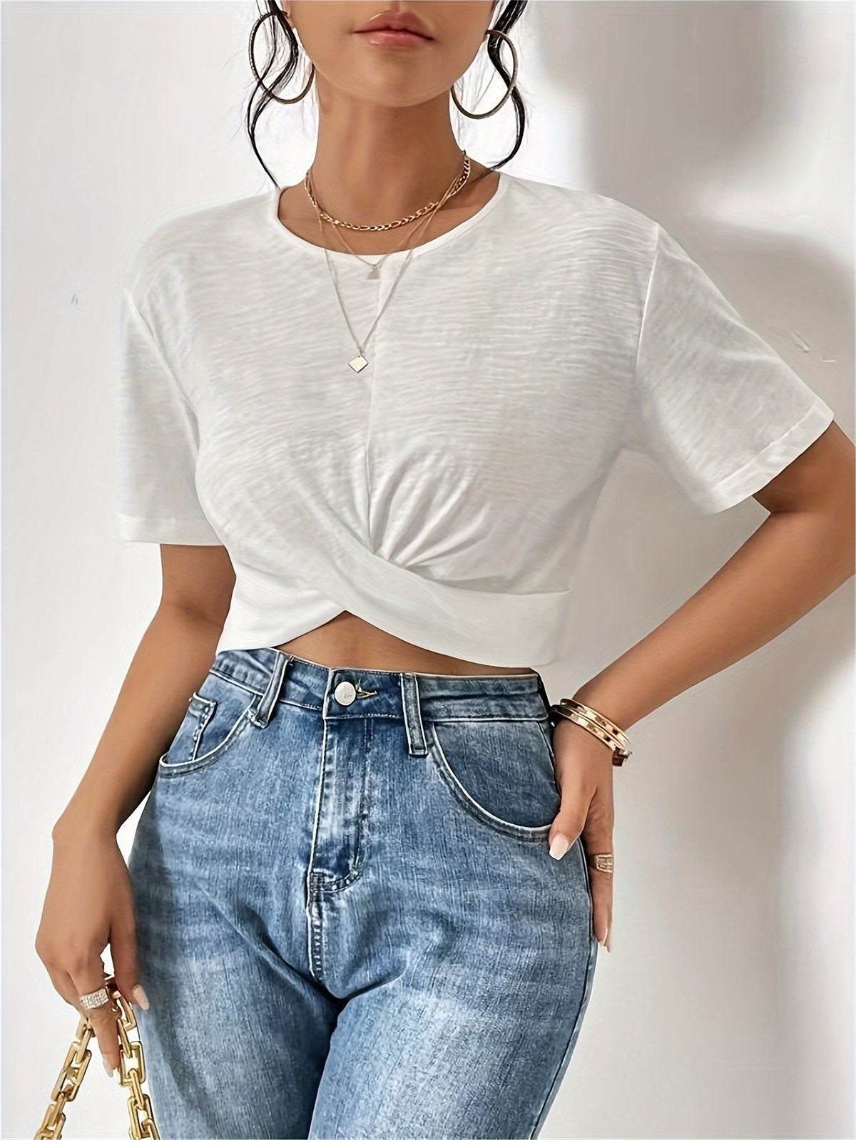 Arabella Fenwick | Textured Crop Top With Twist Front For Women