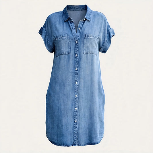 Winnie Northcote | Chambray Button Front Shirt Dress For Women